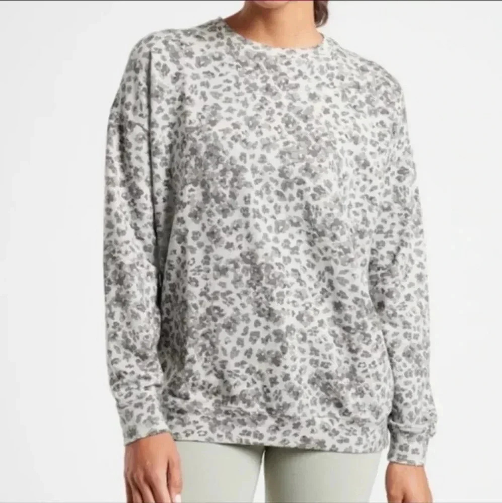 Athleta Studio To Street Splatter Sweatshirt Grey(Large)
